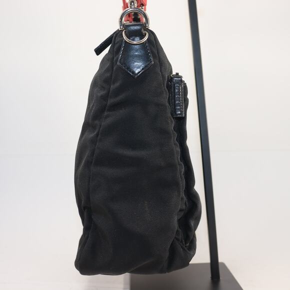 Vintage Gucci Nylon Bamboo Handle Black Shoulder Bag Italy Made Style 000.0582 - Picture 3 of 10